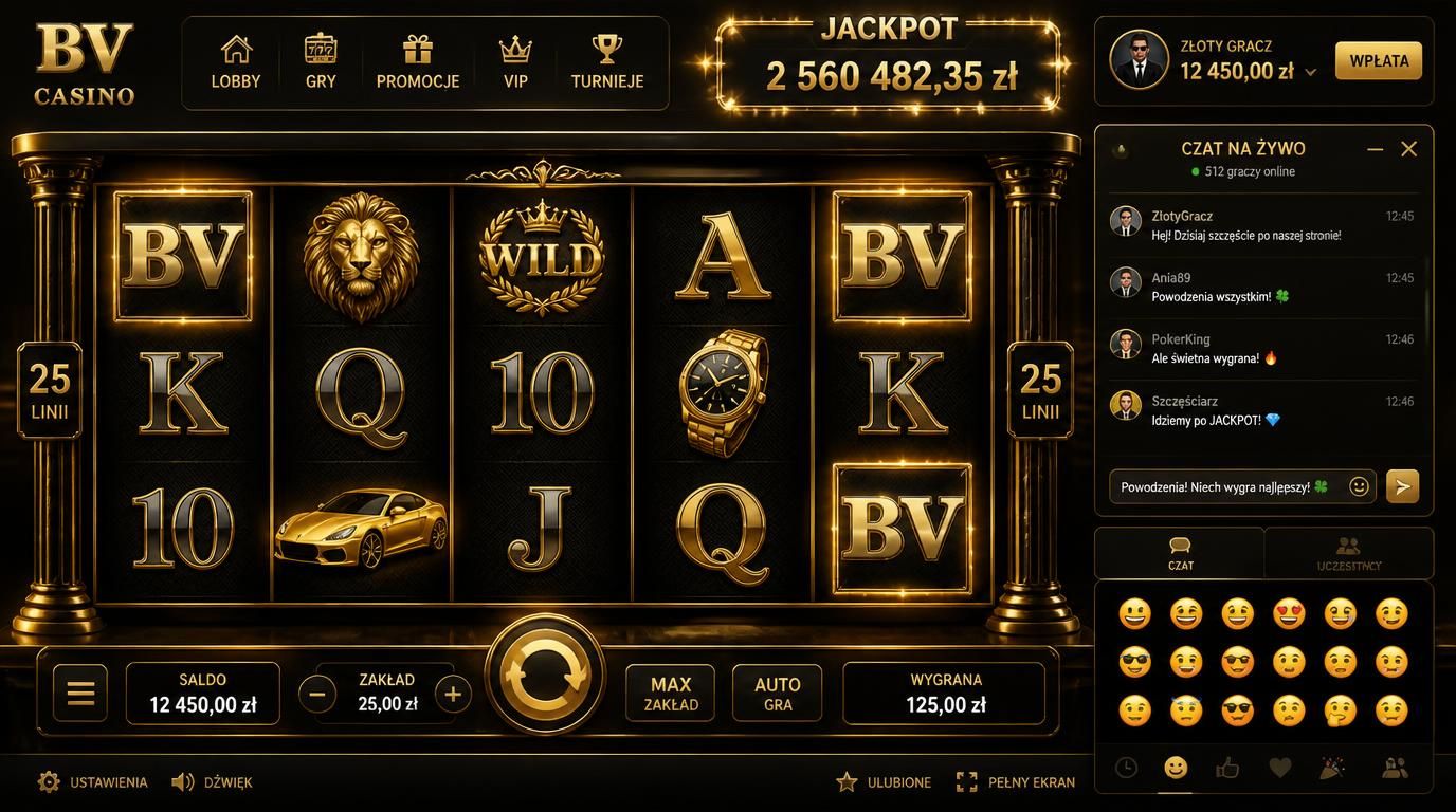 Czat na żywo i jackpot w interfejsie BV Casino